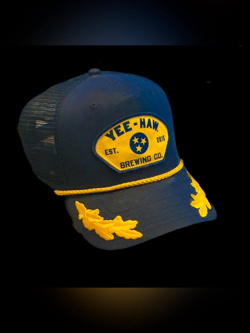 Legacy Navy Trucker Hat with Yellow Accents